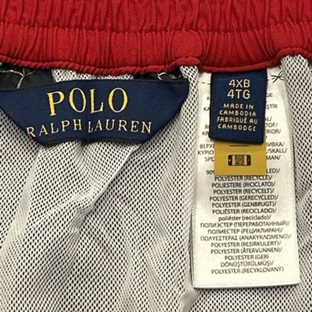 NWT Polo Ralph Lauren Men 4XB Kailua Board Shorts Swim Trunks Red Pony Black 9